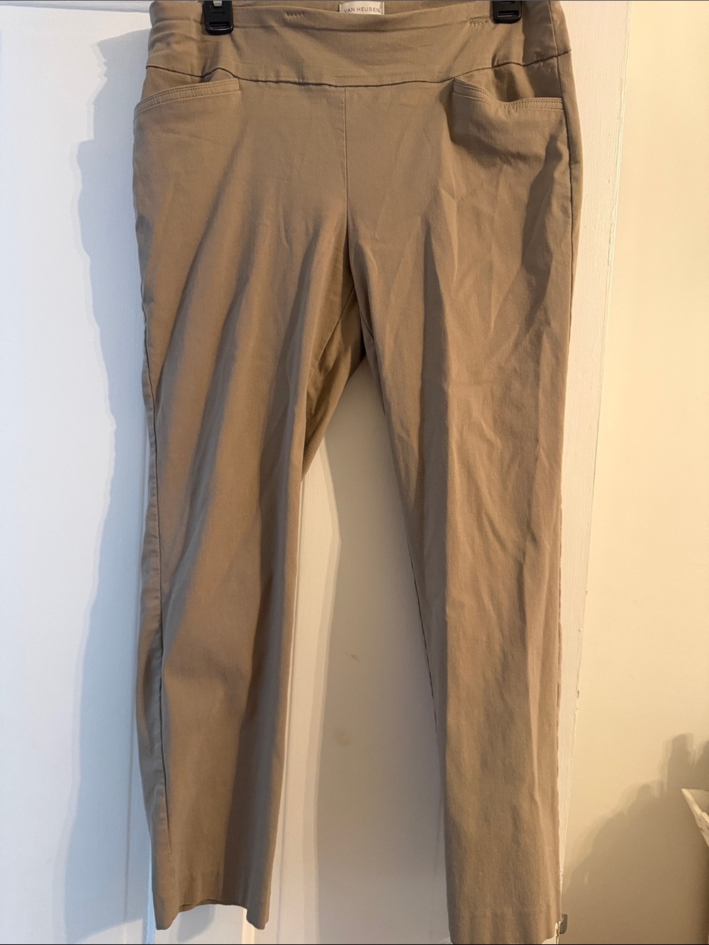 Van Heusen Women’s Stretch Extendible Tan Flat-Front Pants